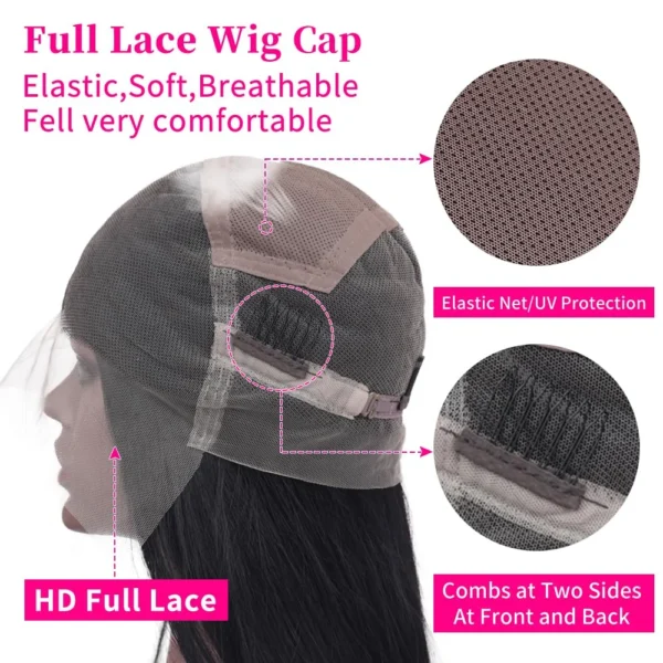Full Lace Wigs Human Hair Wig For Women Brazilian Straight HD Lace Frontal Wig 250 High Densty Glueless Wig Human Hair Wigs - Image 3