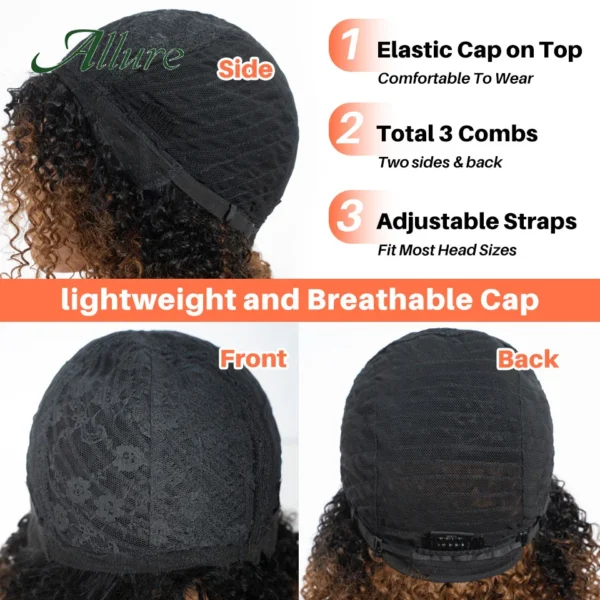 Brazilian Curly Human Hair -  Glueless Wig Afro Kinky Hair - Image 2