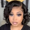 Short Big Curly Wigs - Part Lace Bouncy Curl Human