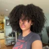 Mongolian Afro Kinky Curly Human Hair Wigs with Bangs Wear to go Glueless Wig Remy Brazilian Short Curly Bangs Wig Human Hair - Image 2