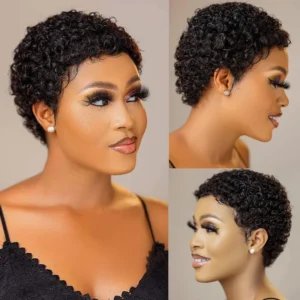 Short Kinky Curly Wigs Human Hair Pixie Cut