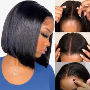 Glueless Wigs Human Hair Bob Wig 4x4